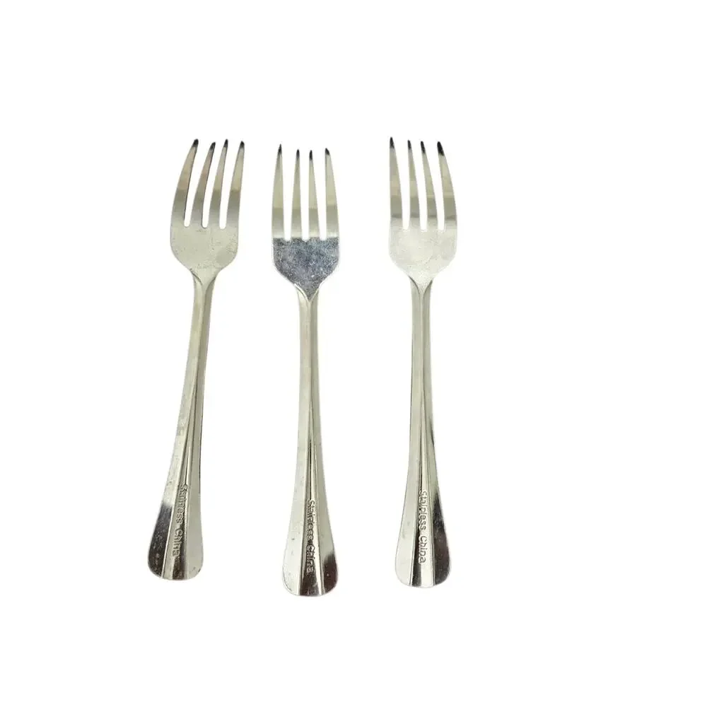 Set of 3 Stainless Steel Salad Forks Flatware Silverware Glossy Modern China